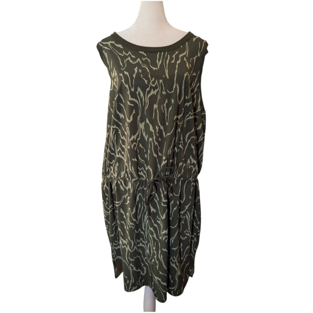 Athleta Rincon Printed Voyage Eucalyptus Olive Dress Plus Size 1X - Picture 2 of 8